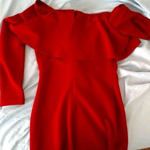 A red maroon colored dress